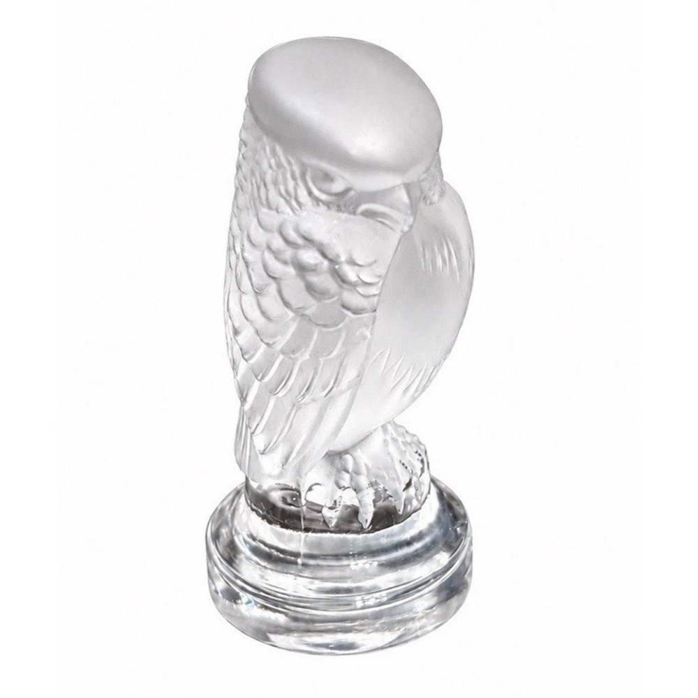 Lalique Frosted Crystal Rapace Owl Bird of Prey Figurine Signed Vintage